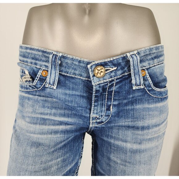 Women's Big Star 26 Long Remy Low Rise Boot Cut Stretch Jeans Western Button - Picture 3 of 9